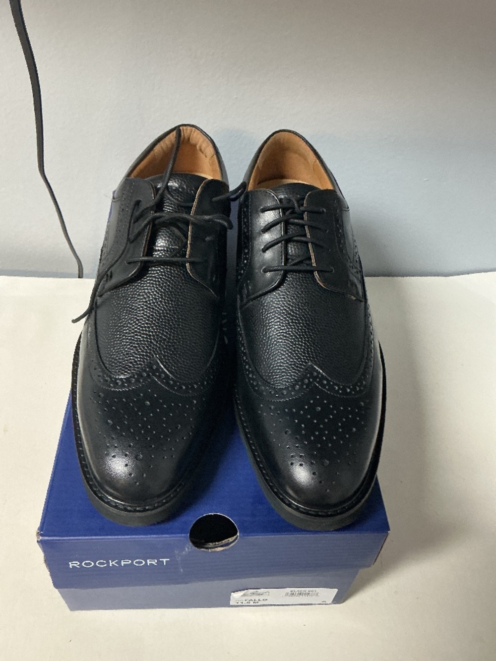 Rockport Wingtip Fallo Leather Black Oxford Size 11.5